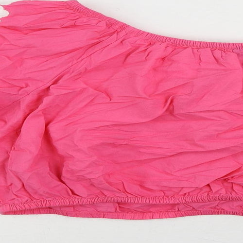 Marks and Spencer Womens Pink Cotton Cropped Blouse Size 18 Off the Shoulder - Embroidered