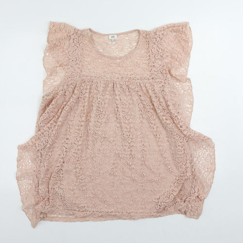 River Island Womens Pink Polyamide Basic Blouse Size 20 Round Neck