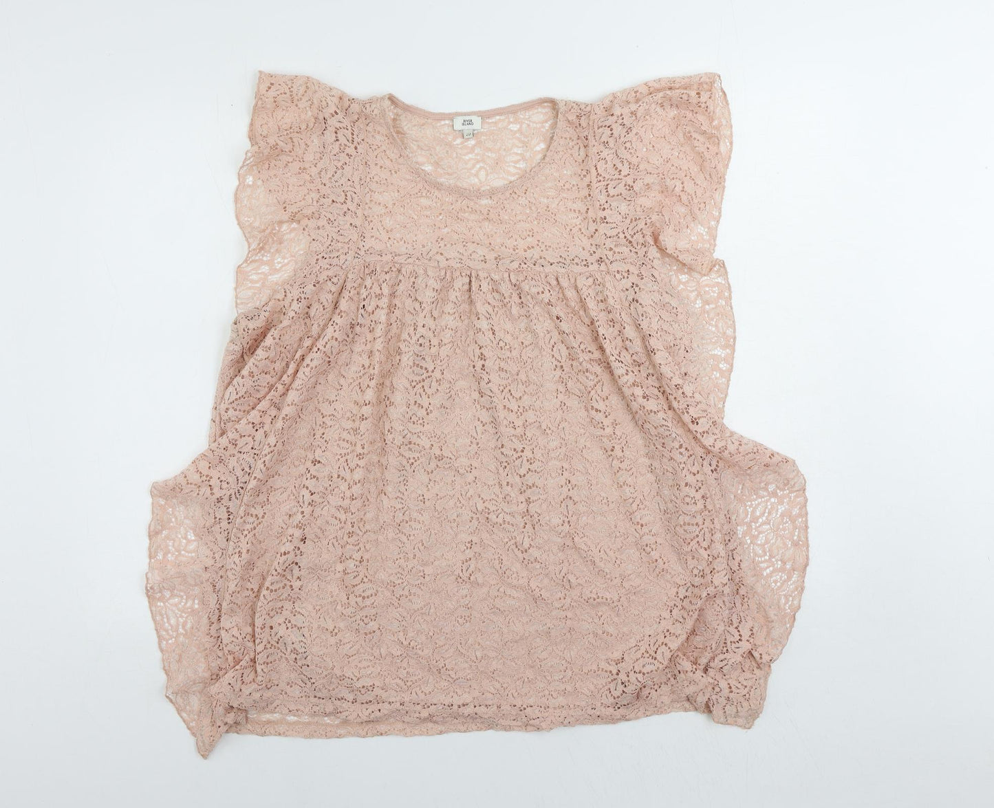 River Island Womens Pink Polyamide Basic Blouse Size 20 Round Neck