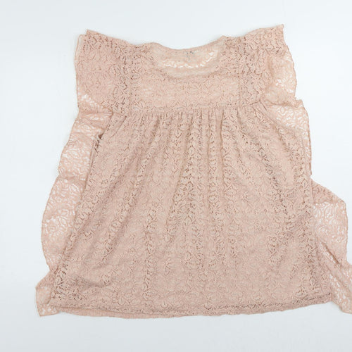 River Island Womens Pink Polyamide Basic Blouse Size 20 Round Neck