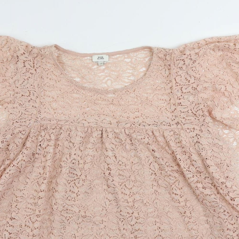 River Island Womens Pink Polyamide Basic Blouse Size 20 Round Neck