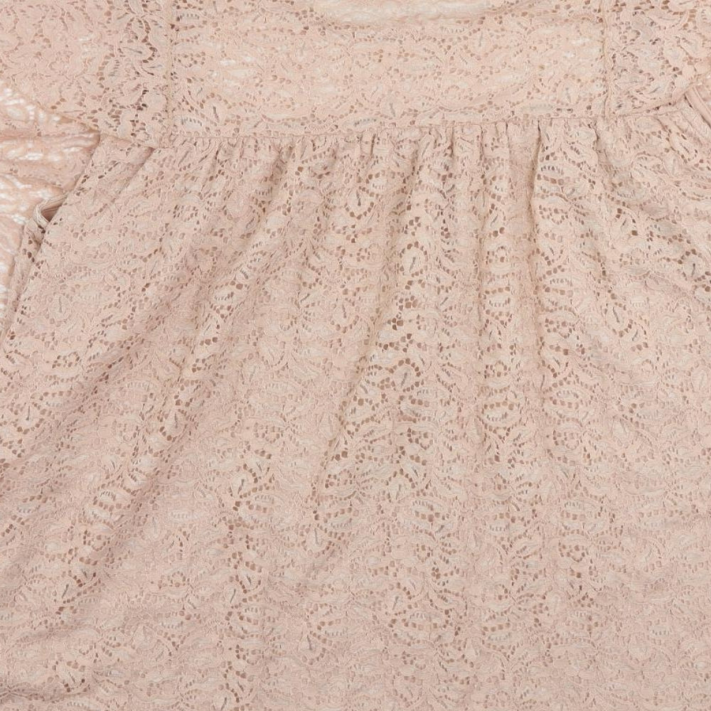 River Island Womens Pink Polyamide Basic Blouse Size 20 Round Neck