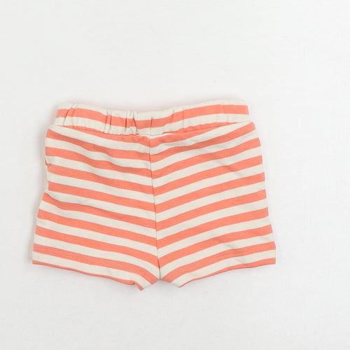 Marks and Spencer Baby Pink Striped Cotton Cropped Trousers Size 3-6 Months Drawstring