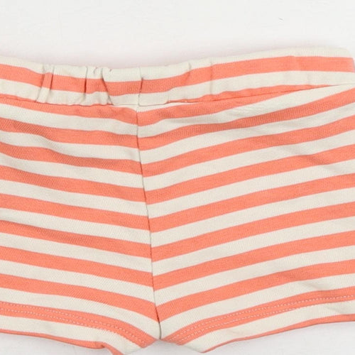 Marks and Spencer Baby Pink Striped Cotton Cropped Trousers Size 3-6 Months Drawstring