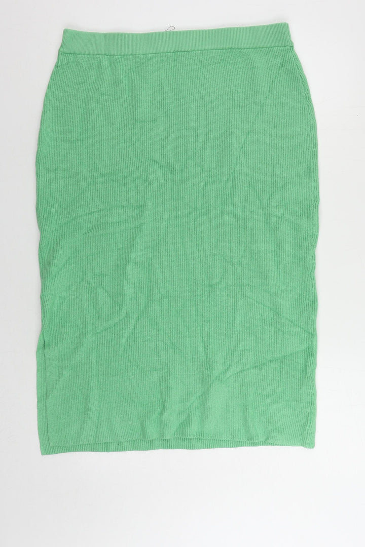 Marks and Spencer Womens Green Viscose Straight & Pencil Skirt Size L - Elastic Waist