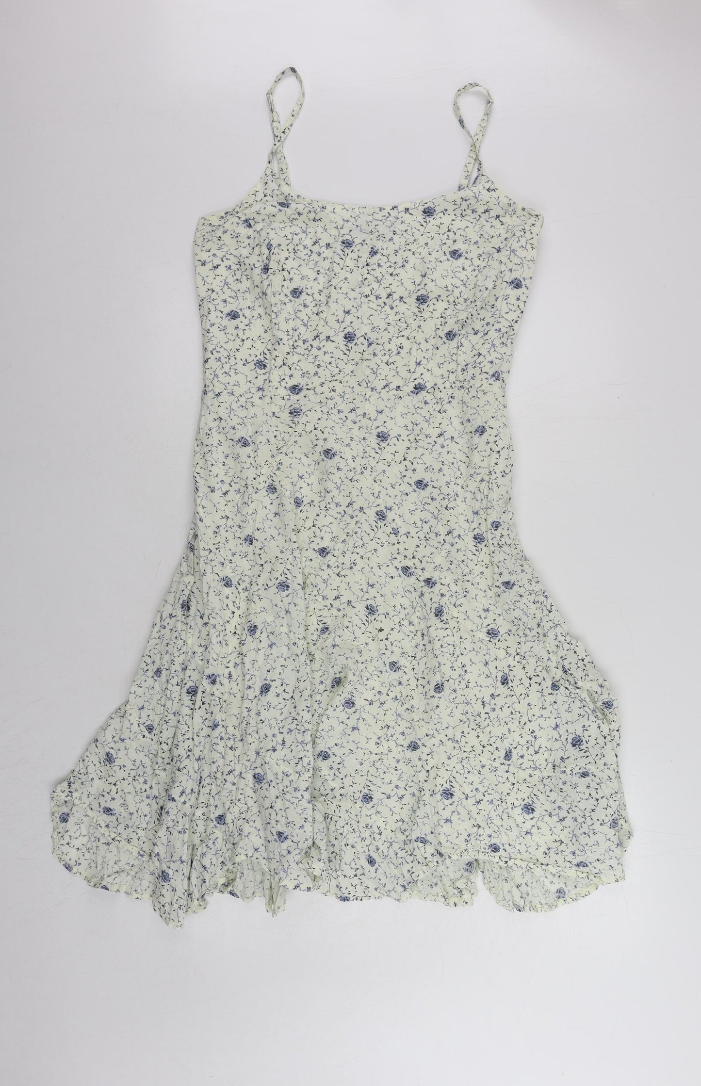 Joe Browns Womens White Floral Cotton Skater Dress Size 12 Scoop Neck Zip
