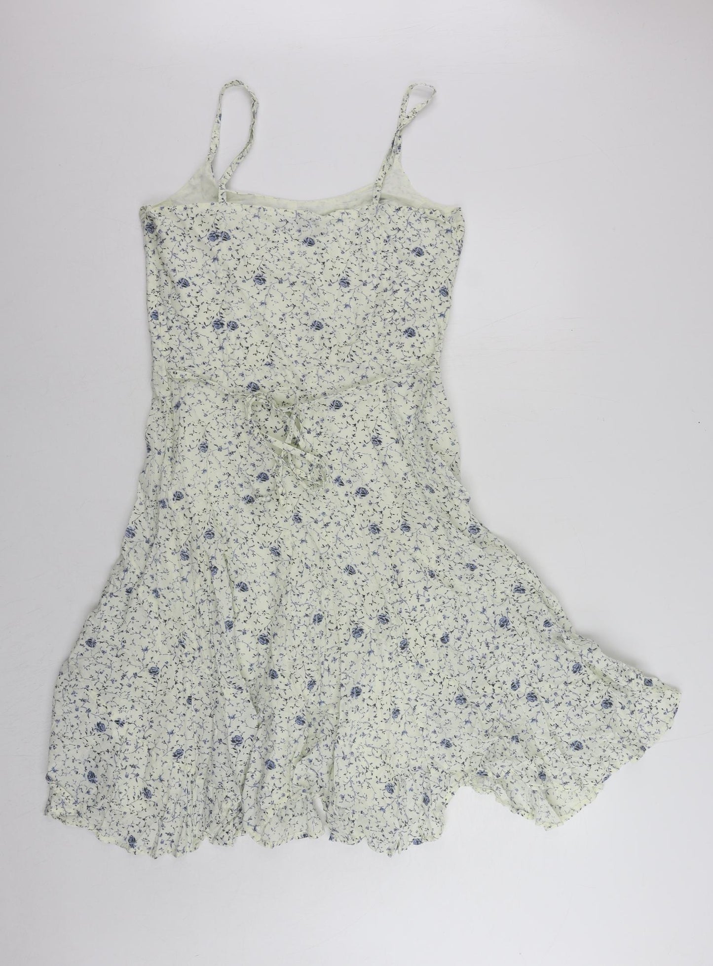 Joe Browns Womens White Floral Cotton Skater Dress Size 12 Scoop Neck Zip