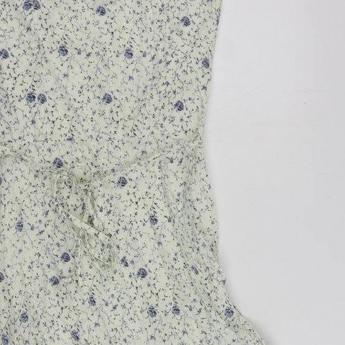 Joe Browns Womens White Floral Cotton Skater Dress Size 12 Scoop Neck Zip