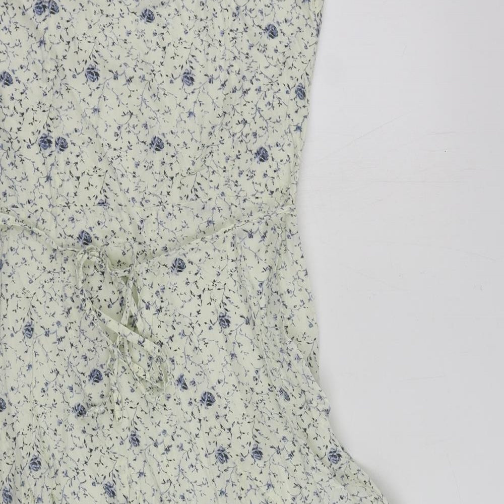 Joe Browns Womens White Floral Cotton Skater Dress Size 12 Scoop Neck Zip