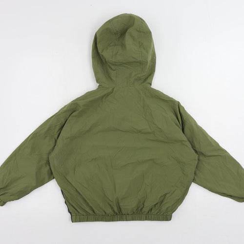 Marks and Spencer Boys Green Colourblock Windbreaker Jacket Size 8-9 Years Zip - Hooded