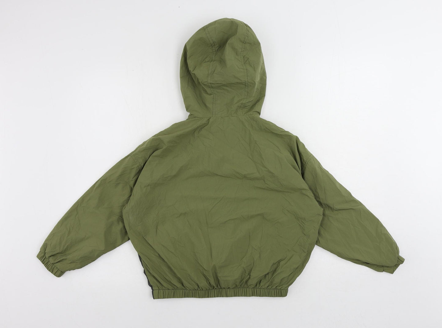 Marks and Spencer Boys Green Colourblock Windbreaker Jacket Size 8-9 Years Zip - Hooded