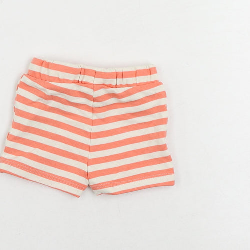 Marks and Spencer Baby Pink Striped Cotton Cropped Trousers Size 0-3 Months Drawstring