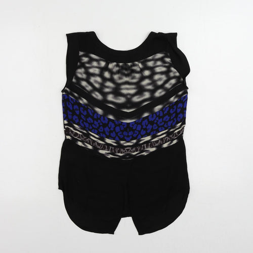 Warehouse Womens Black Geometric Polyester Basic Blouse Size S Boat Neck