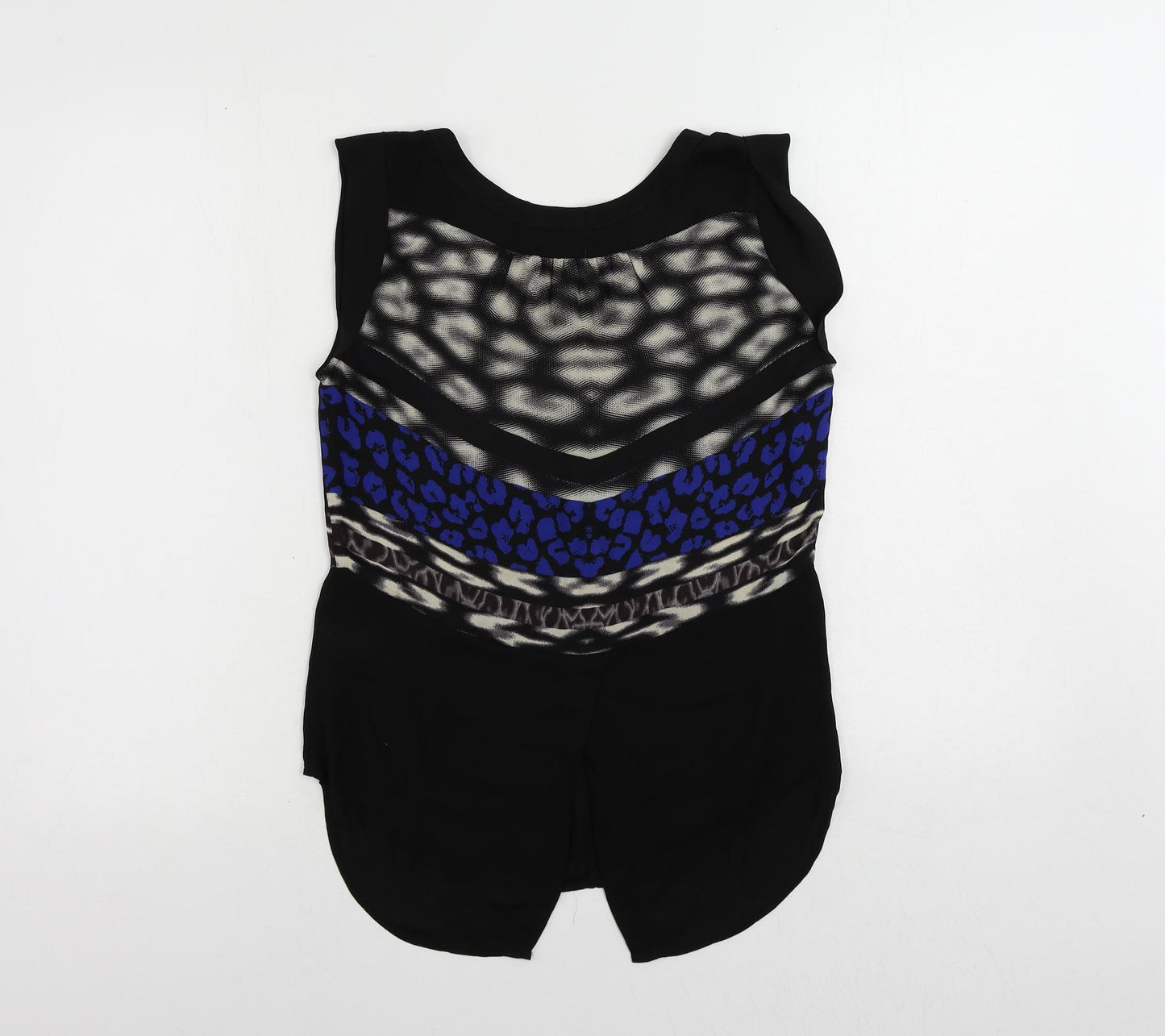 Warehouse Womens Black Geometric Polyester Basic Blouse Size S Boat Neck