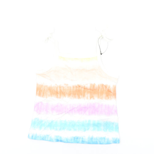 Marks and Spencer Girls Multicoloured Geometric Cotton Basic Tank Size 3-4 Years Square Neck Pullover