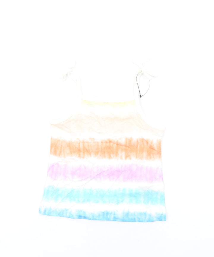 Marks and Spencer Girls Multicoloured Geometric Cotton Basic Tank Size 3-4 Years Square Neck Pullover