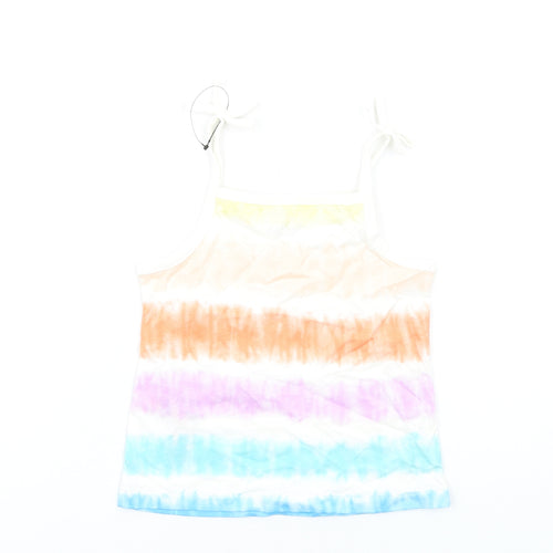 Marks and Spencer Girls Multicoloured Geometric Cotton Basic Tank Size 3-4 Years Square Neck Pullover