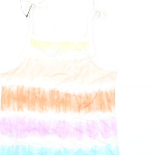 Marks and Spencer Girls Multicoloured Geometric Cotton Basic Tank Size 3-4 Years Square Neck Pullover