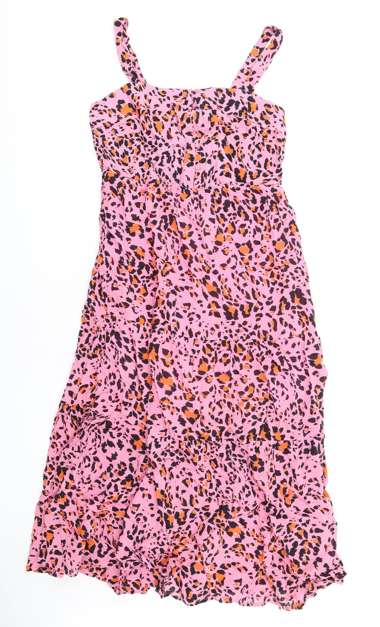 Marks and Spencer Womens Pink Animal Print Viscose A-Line Size 10 Square Neck Pullover