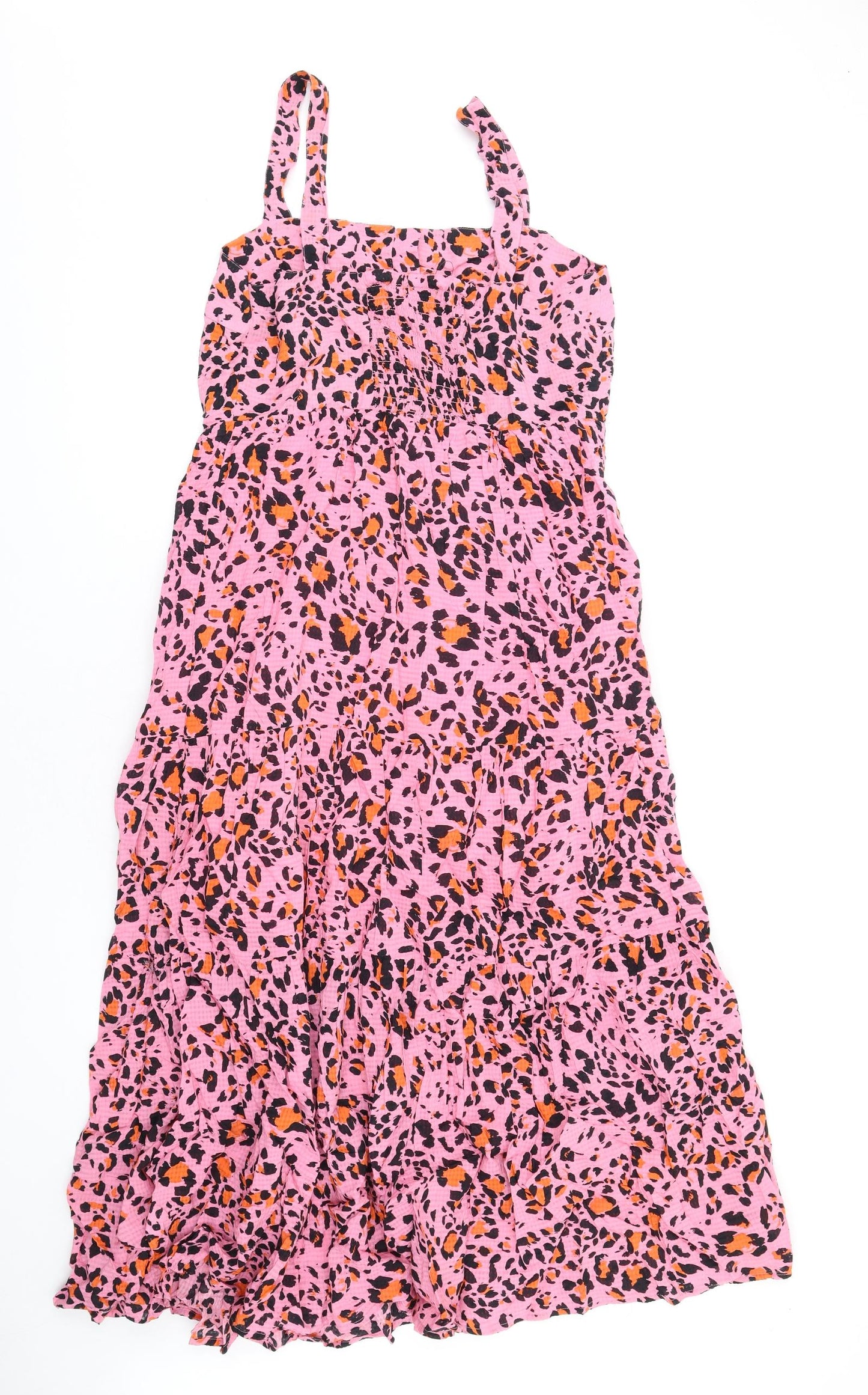 Marks and Spencer Womens Pink Animal Print Viscose A-Line Size 10 Square Neck Pullover