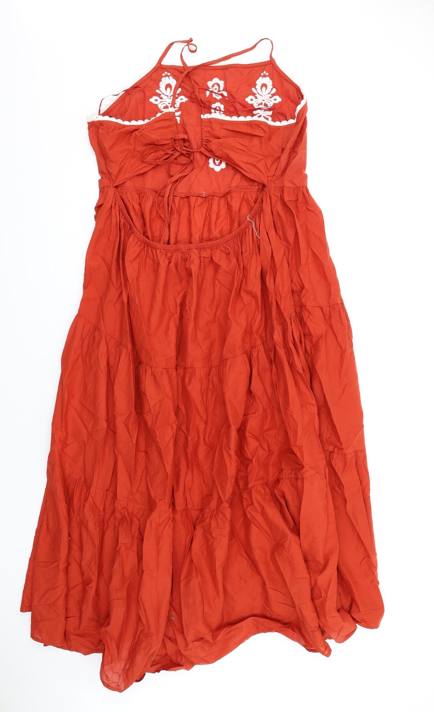Marks and Spencer Womens Orange Cotton A-Line Size 22 Square Neck Tie