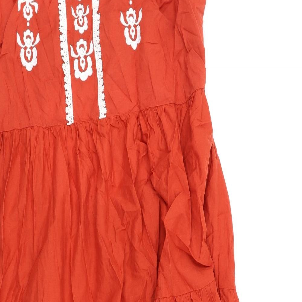 Marks and Spencer Womens Orange Cotton A-Line Size 22 Square Neck Tie