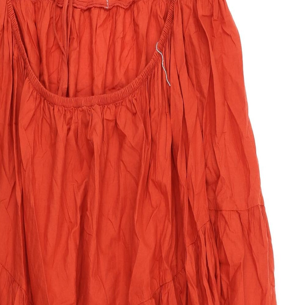 Marks and Spencer Womens Orange Cotton A-Line Size 22 Square Neck Tie