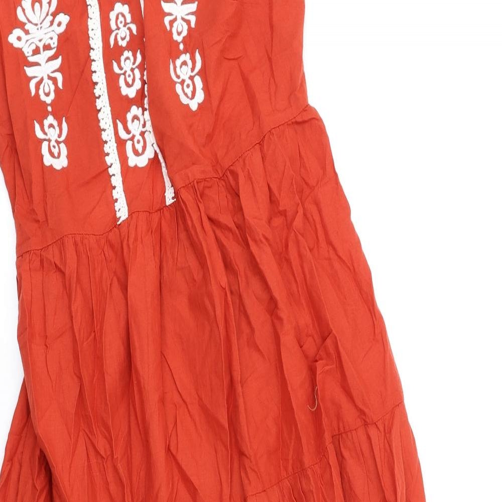 Marks and Spencer Womens Orange Cotton A-Line Size 16 Square Neck Tie