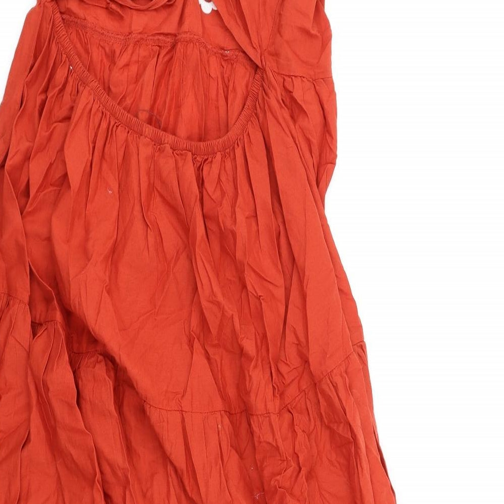 Marks and Spencer Womens Orange Cotton A-Line Size 16 Square Neck Tie