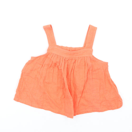 Marks and Spencer Girls Orange Cotton Basic Tank Size 8-9 Years Square Neck Pullover