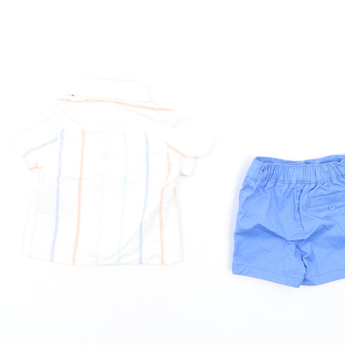 Marks and Spencer Boys Multicoloured Striped Cotton Shorts Set Outfit/Set Size 0-3 Months Button