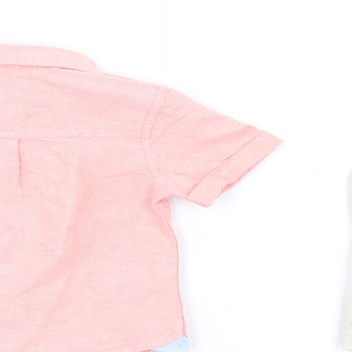 Marks and Spencer Boys Pink Cotton Shorts Set Outfit/Set Size 9-12 Months Button