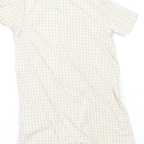 Marks and Spencer Baby Beige Check Cotton Romper One-Piece Size 12-18 Months Button