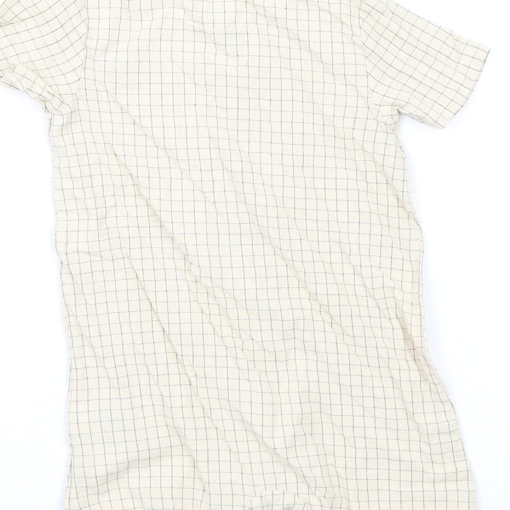 Marks and Spencer Baby Beige Check Cotton Romper One-Piece Size 12-18 Months Button