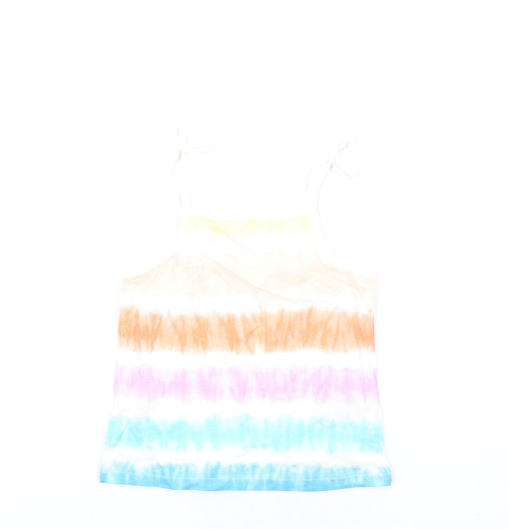 Marks and Spencer Girls Multicoloured Geometric Cotton Basic Tank Size 4-5 Years Square Neck Pullover