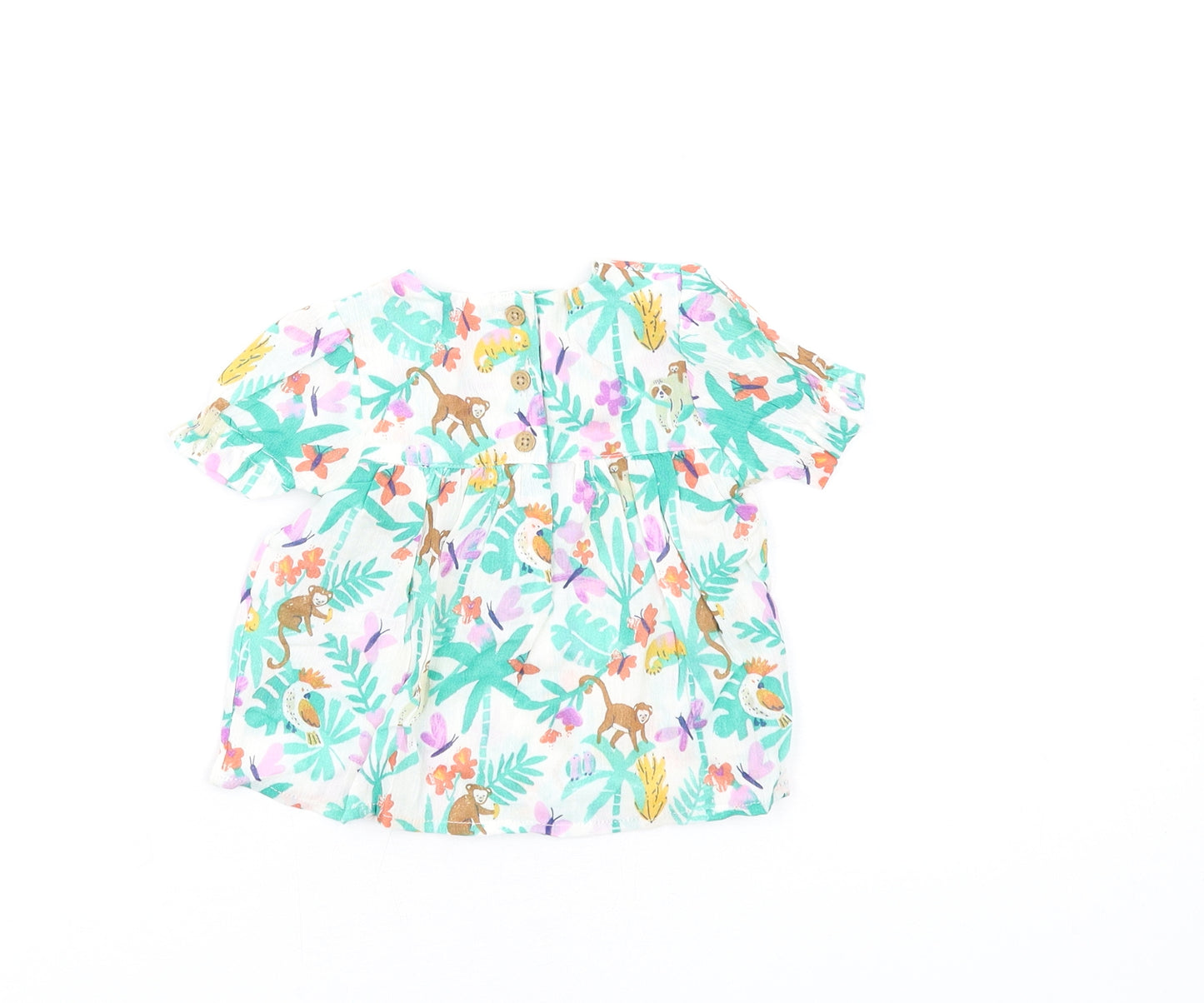 Marks and Spencer Girls Multicoloured Geometric Cotton Fit & Flare Size 3-6 Months Round Neck Button