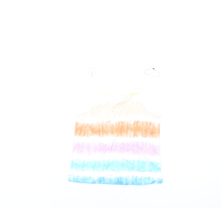 Marks and Spencer Girls Multicoloured Geometric Cotton Basic Tank Size 3-4 Years Square Neck Pullover