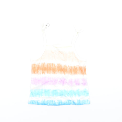 Marks and Spencer Girls Multicoloured Geometric Cotton Basic Tank Size 3-4 Years Square Neck Pullover