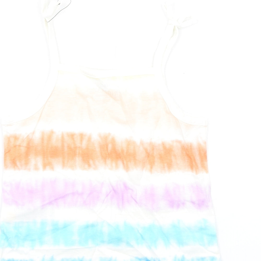 Marks and Spencer Girls Multicoloured Geometric Cotton Basic Tank Size 3-4 Years Square Neck Pullover