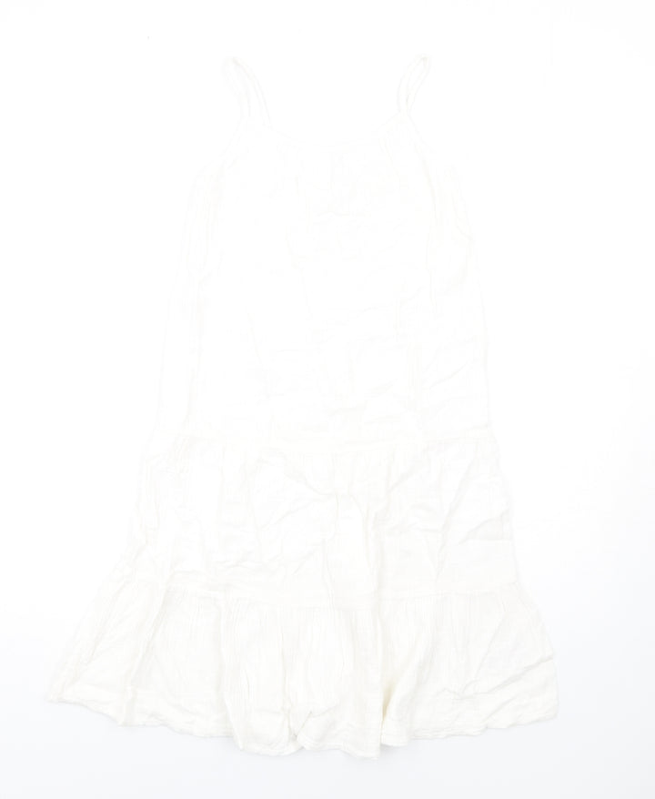 Marks and Spencer Girls White Cotton Trapeze & Swing Size 8-9 Years Round Neck Pullover