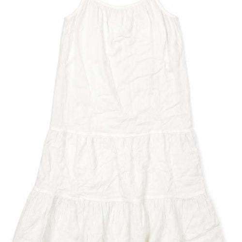 Marks and Spencer Girls White Cotton Trapeze & Swing Size 8-9 Years Round Neck Pullover