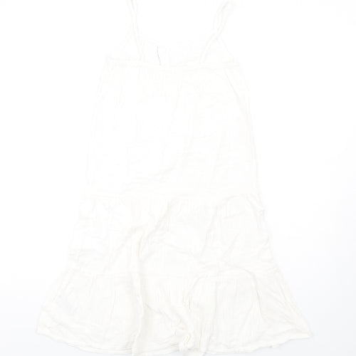 Marks and Spencer Girls White Cotton Trapeze & Swing Size 8-9 Years Round Neck Pullover