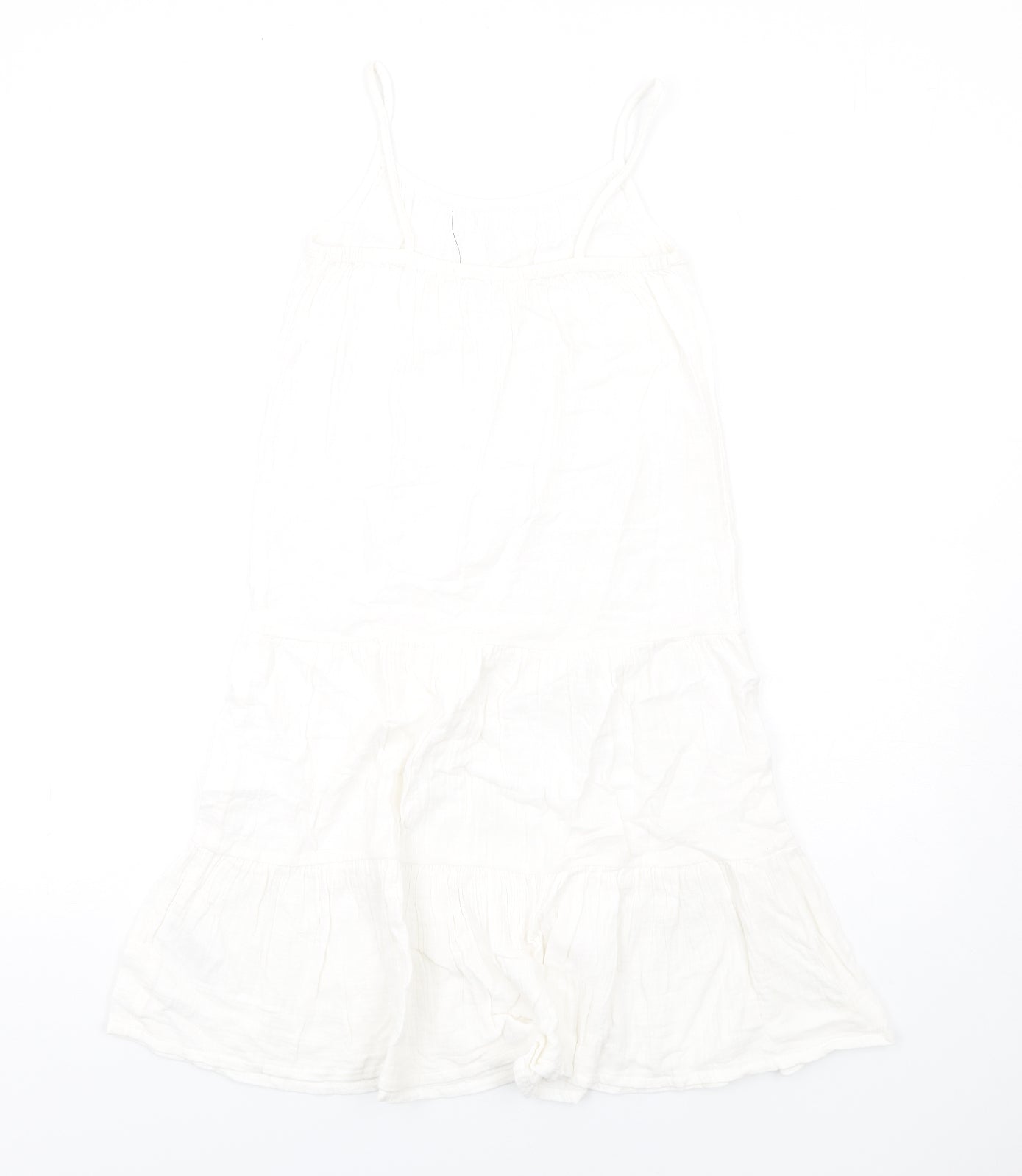 Marks and Spencer Girls White Cotton Trapeze & Swing Size 8-9 Years Round Neck Pullover