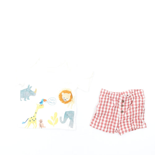 Marks and Spencer Baby Multicoloured Check Cotton Shorts Set Outfit/Set Size 0-3 Months Pullover