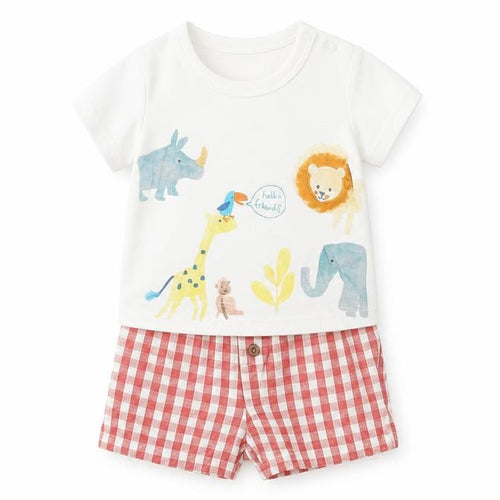 Marks and Spencer Baby Multicoloured Check Cotton Shorts Set Outfit/Set Size 0-3 Months Pullover