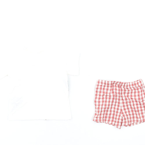 Marks and Spencer Baby Multicoloured Check Cotton Shorts Set Outfit/Set Size 0-3 Months Pullover