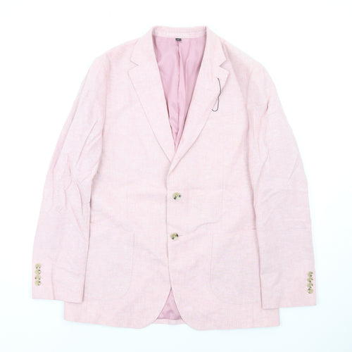 Marks and Spencer Mens Pink Linen Jacket Blazer Size 42 Regular