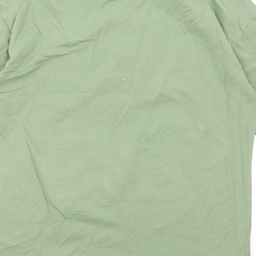 Marks and Spencer Boys Green Cotton Basic T-Shirt Size 12-13 Years Round Neck Pullover - Reversible Sequins