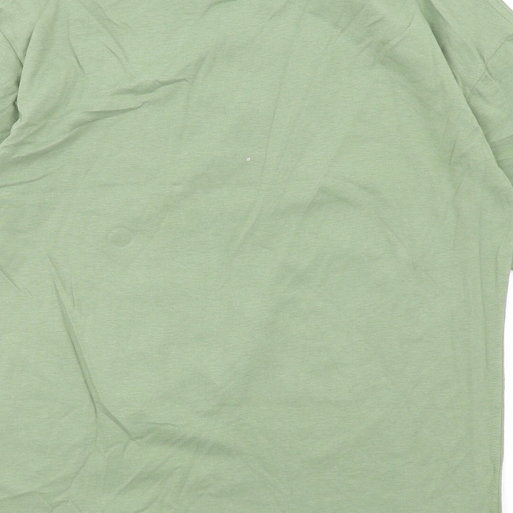 Marks and Spencer Boys Green Cotton Basic T-Shirt Size 12-13 Years Round Neck Pullover - Reversible Sequins