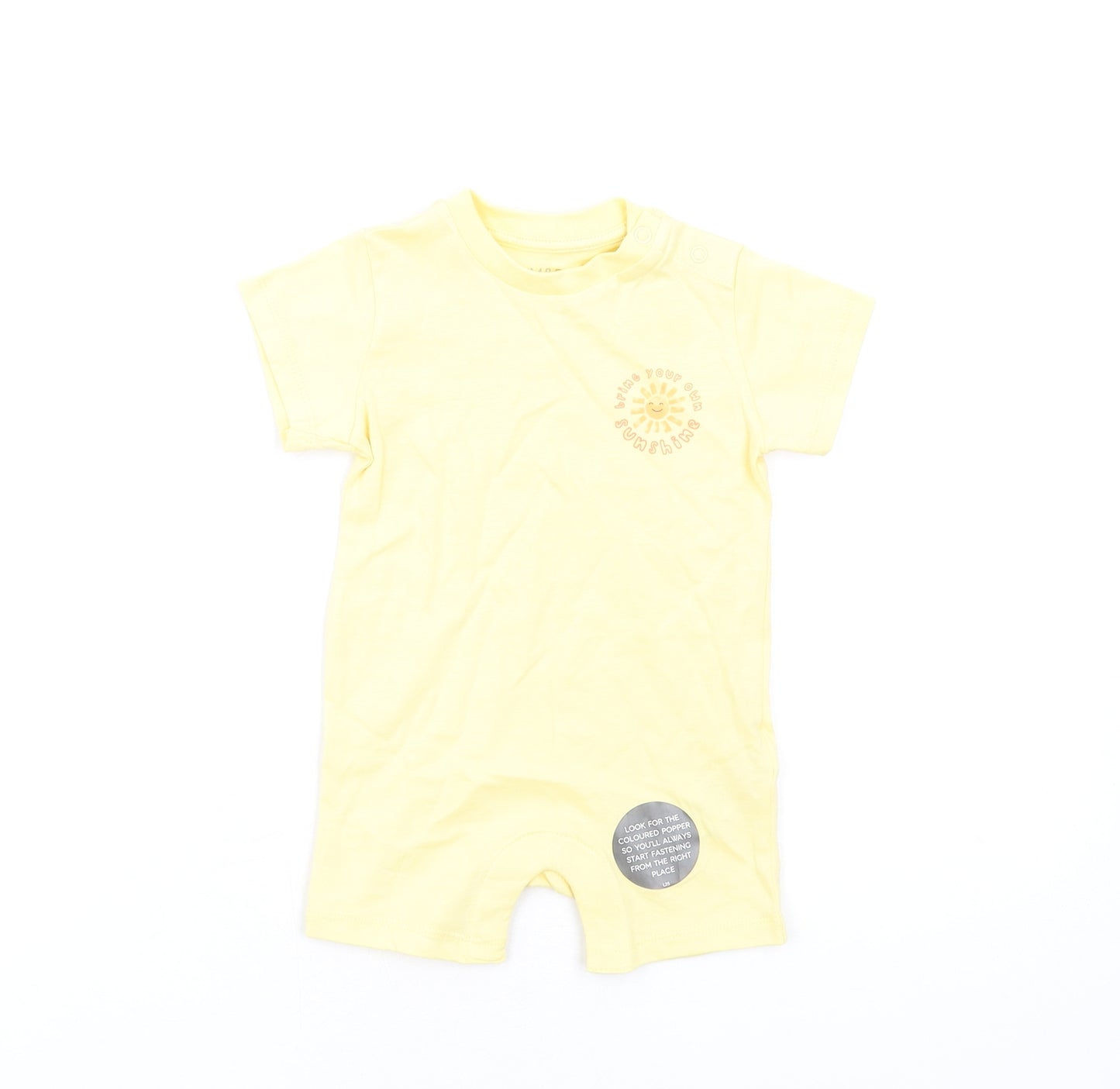 Marks and Spencer Baby Yellow Cotton Babygrow One-Piece Size 3-6 Months Snap